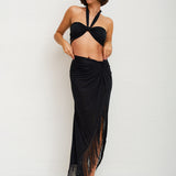 Fringed Sarong Skirt - Black - Simply Beach UK