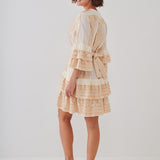 Classic Triangle Layered Mini Dress with Sash - Natural and Gold - Simply Beach UK