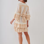 Classic Triangle Layered Mini Dress with Sash - Natural and Gold - Simply Beach UK