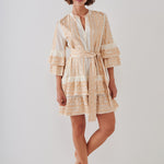 Classic Triangle Layered Mini Dress with Sash - Natural and Gold - Simply Beach UK
