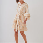 Classic Triangle Layered Mini Dress with Sash - Natural and Gold - Simply Beach UK
