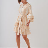 Classic Triangle Layered Mini Dress with Sash - Natural and Gold - Simply Beach UK