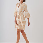 Classic Triangle Layered Mini Dress with Sash - Natural and Gold - Simply Beach UK