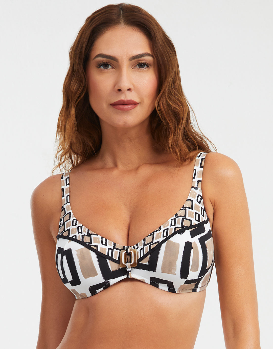 Geo Underwired Bikini Top - Black White and Gold - Simply Beach UK