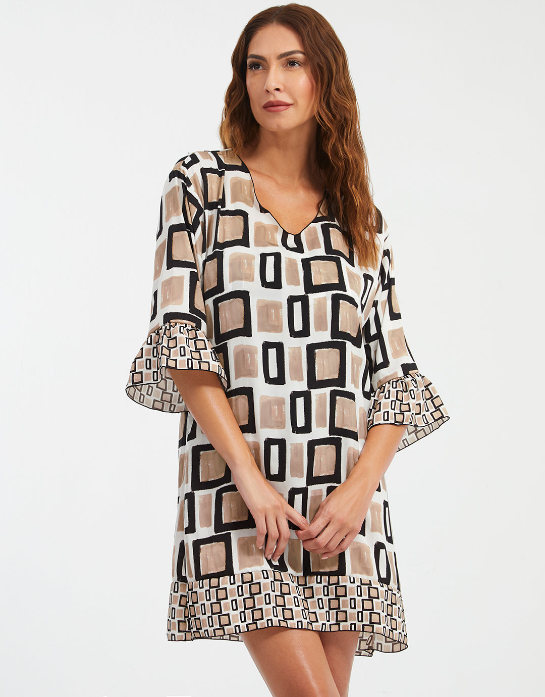 Geo Beach Dress - Black White and Gold - Simply Beach UK