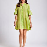Romina 3/4 Sleeve Shirt Dress - Lime - Simply Beach UK