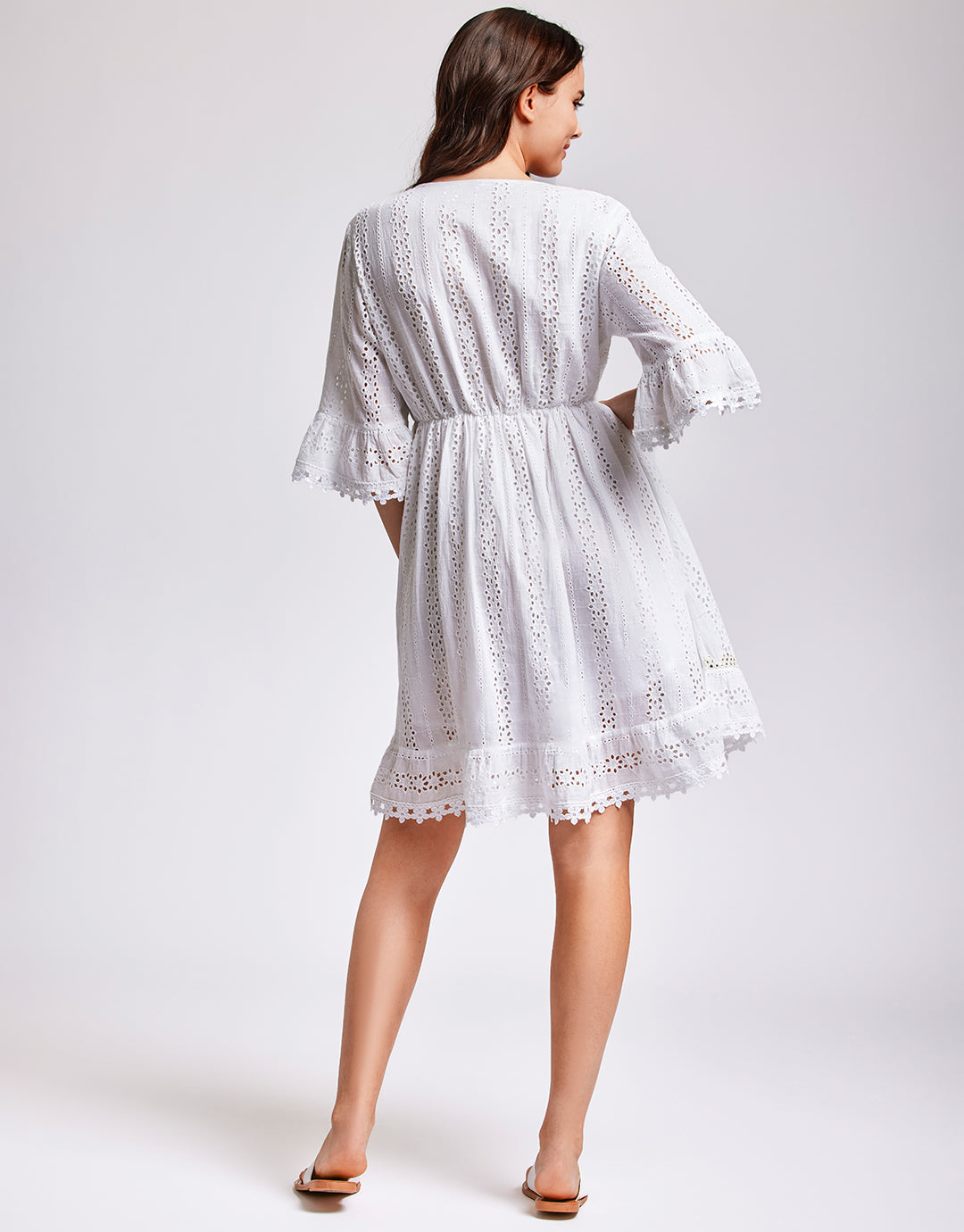 Giorgia 3/4 Sleeve Dress - White - Simply Beach UK