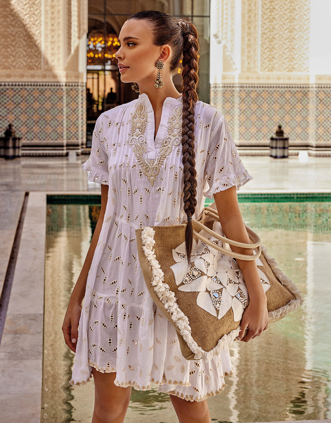 Angie Short Sleeved Dress White - Main Image