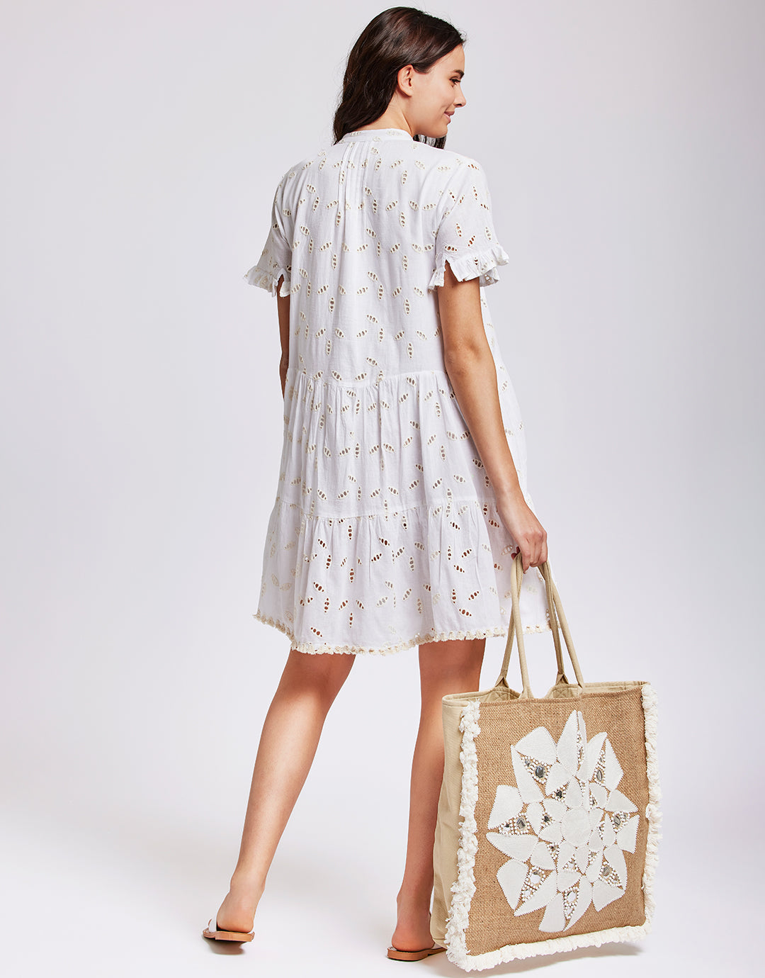 Angie Short Sleeved Dress - White - Simply Beach UK