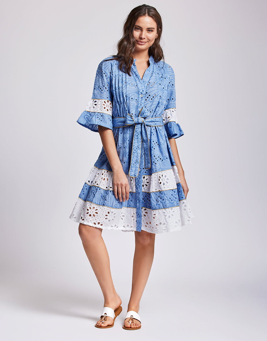 Aura 3/4 Sleeve Dress - Capri Blue Aura 3/4 Sleeve Dress - Capri Blue