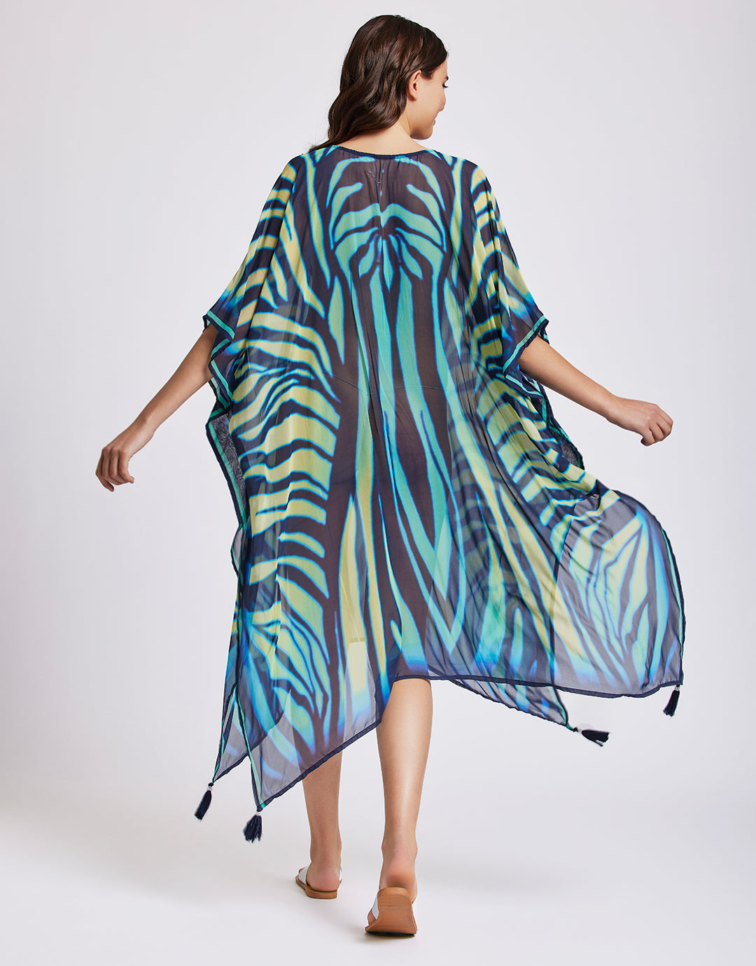 Fuego Poncho Kaftan - Multi Blue - Simply Beach UK