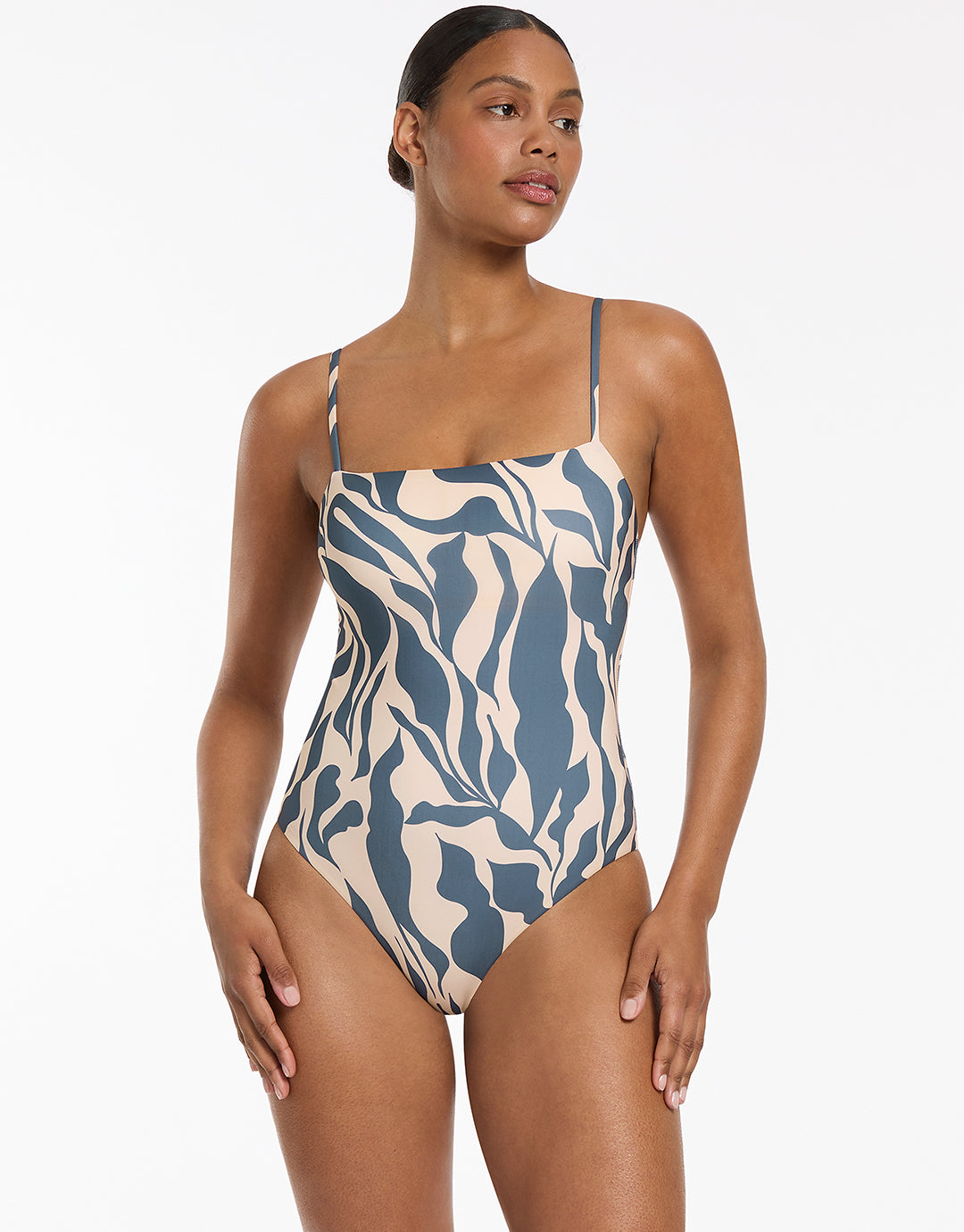 Sereno Minimal Tank Swimsuit - Steel Blue - Simply Beach UK