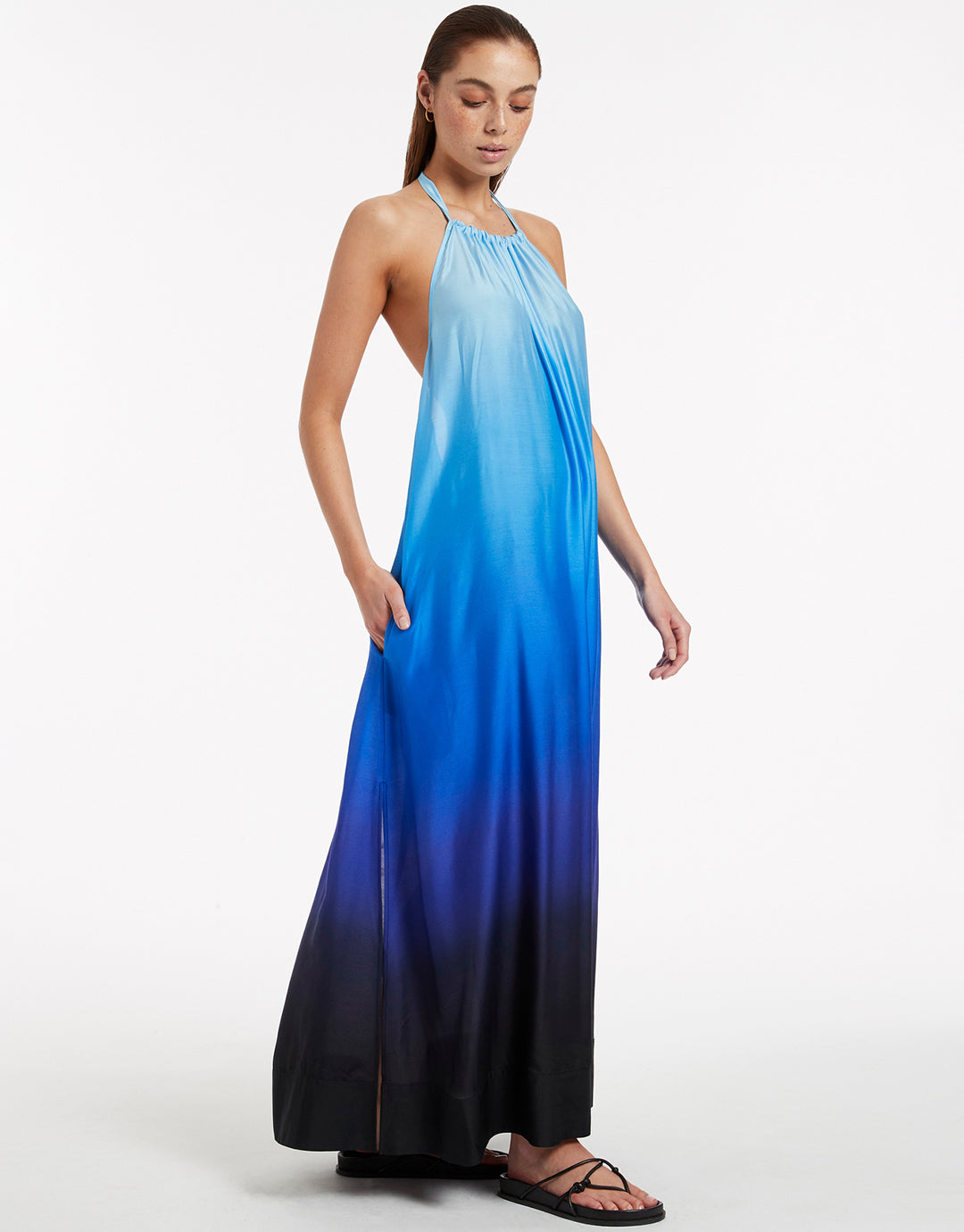Oia Sunset Halter Maxi Dress - Ocean - Simply Beach UK