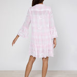 Butterfly Gingham Flared Sleeve Dress - Pink - Simply Beach UK