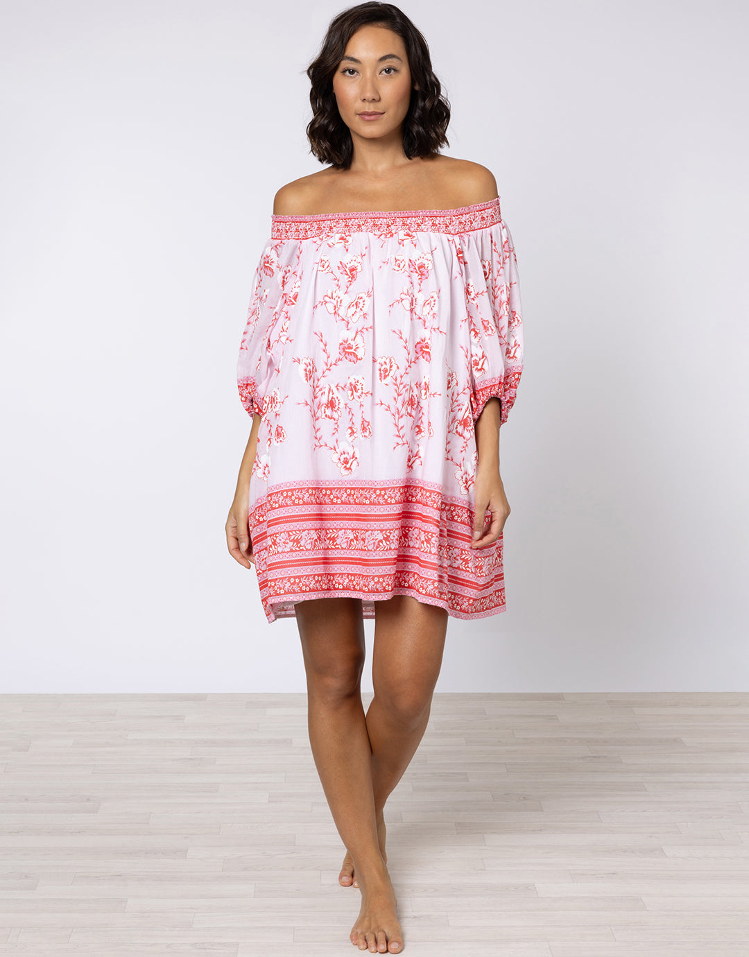 rose print off the shoulder dress MissJophiel Strapless Organza Rose Print Midi Prom Dress with Removable off Shoulders Rose Print / Tea Length / US10