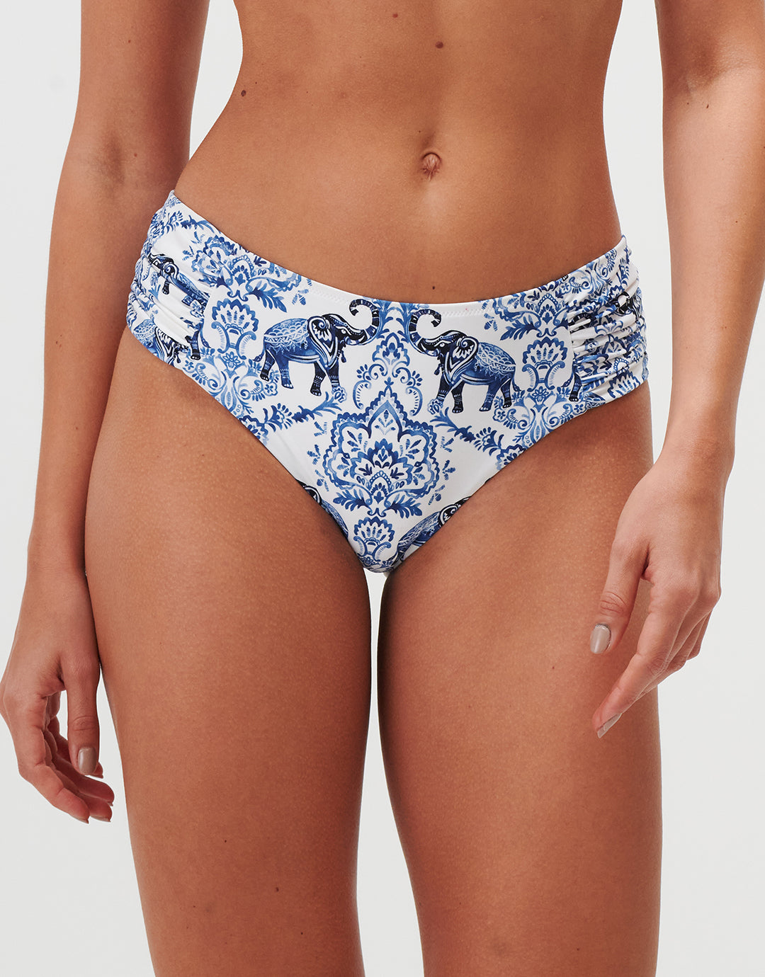 Zuri Gathered Side Bikini Pant - Porcelain - Simply Beach UK