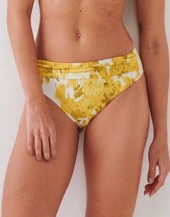 Soft Focus Florals Ruched Band Bikini Pant - Vivid Yellow - Simply Beach UK
