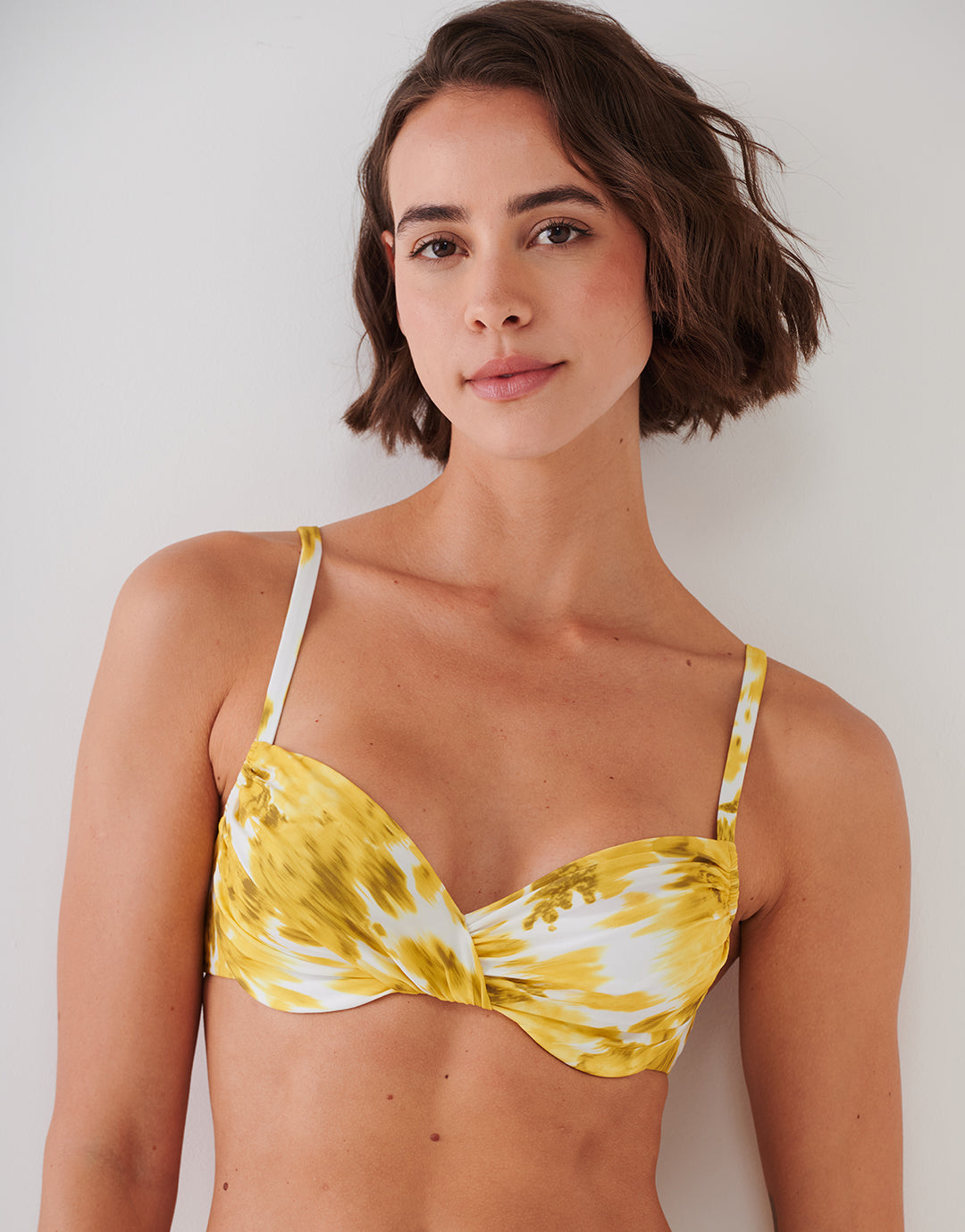 Soft Focus Florals Underwired Bikini Top - Vivid Yellow - Simply Beach UK