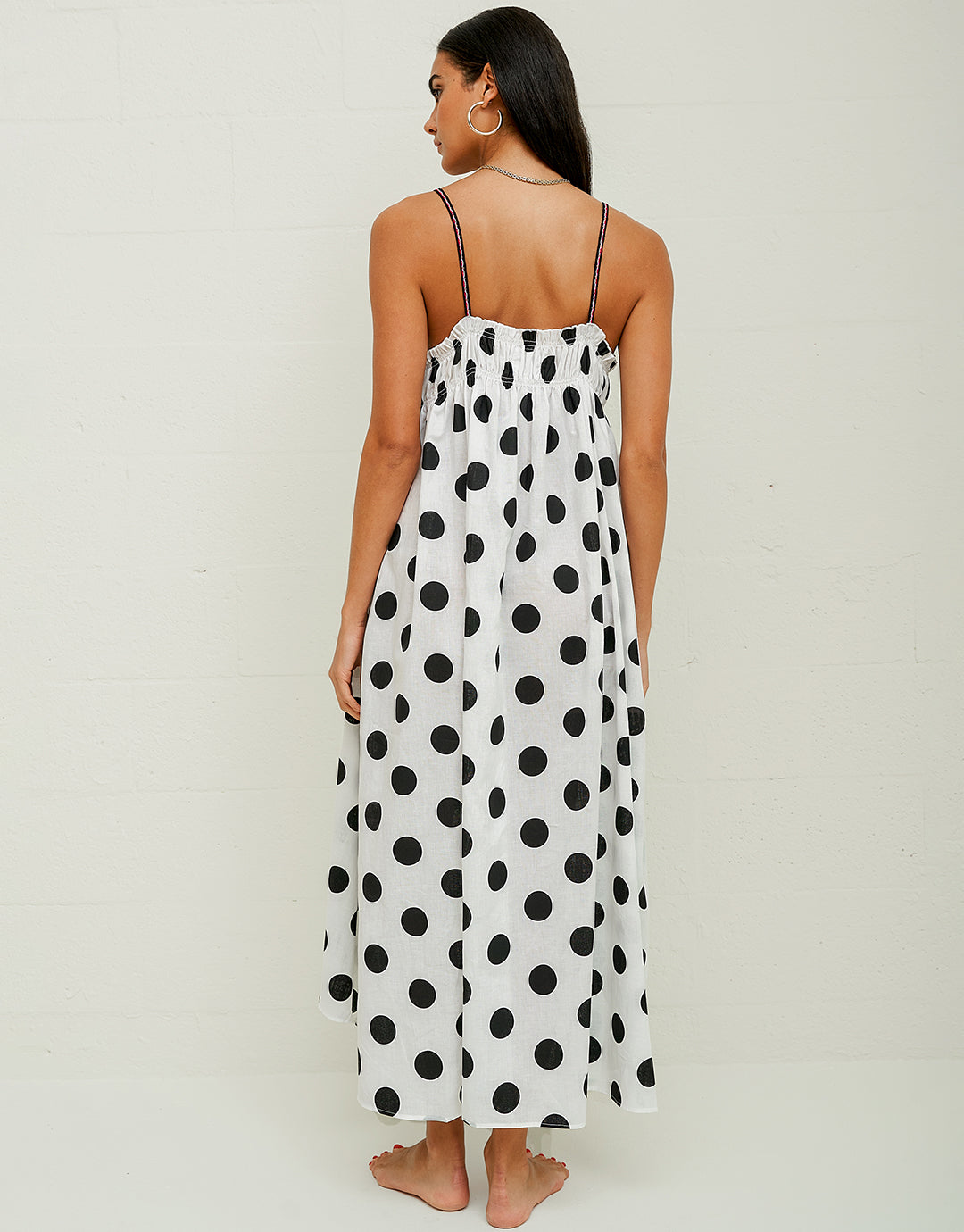 Polka Dot Midi Dress - White - Simply Beach UK