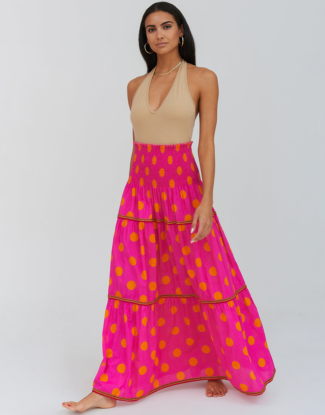 Polka Dot Strapless Dress - Fuchsia - Simply Beach UK