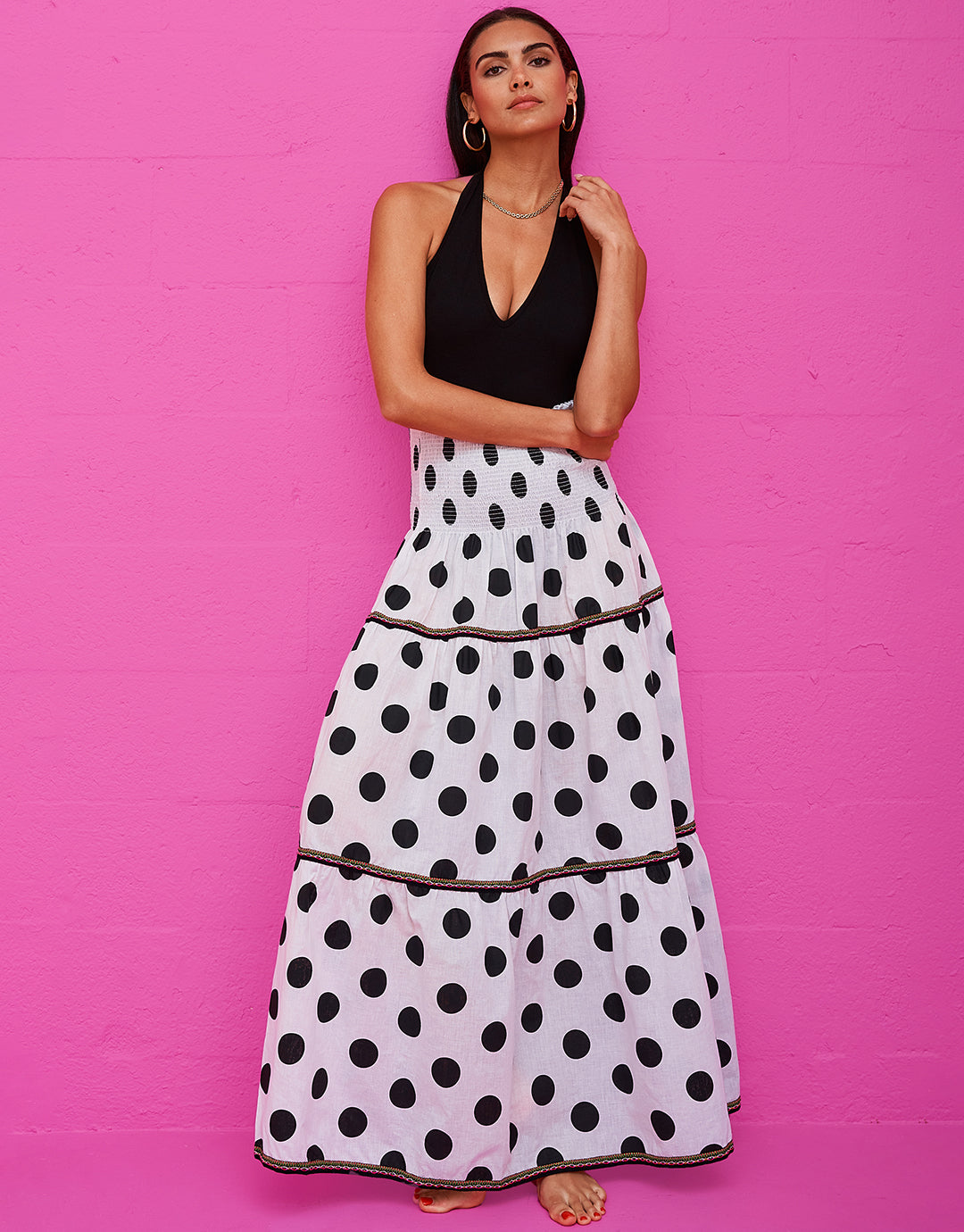 Polka Dot Strapless Dress - White - Simply Beach UK