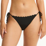 Scallop Tie Side Bikini Pant - Black - Simply Beach UK