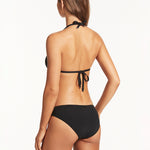 Scallop Halter Slide Tri Bikini Top - Black - Simply Beach UK