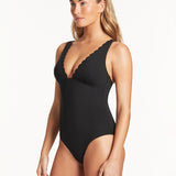 Scallop Longline Tri Swimsuit - Black - Simply Beach UK