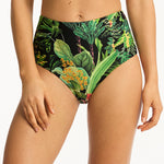 Lotus High Waist Gathered Side Bikini Pant - Black - Simply Beach UK