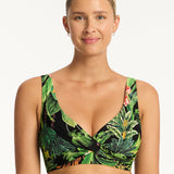Lotus Cross Front Multi-fit Bikini Top - Black - Simply Beach UK