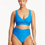 Honeycomb Cross Front Multi-Fit Bikini Top - Capri Blue - Simply Beach UK