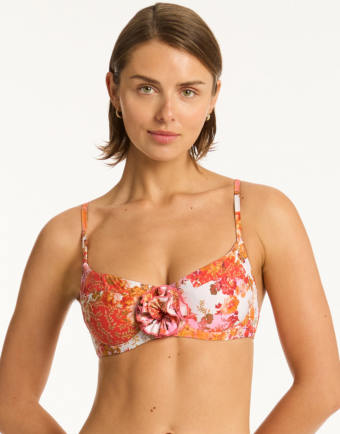 Daisyfield Balcony Bikini Top - Coral - Simply Beach UK