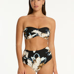 La Luna High Waist Gathered Side Bikini Pant - Black - Simply Beach UK