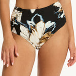 La Luna High Waist Gathered Side Bikini Pant - Black - Simply Beach UK