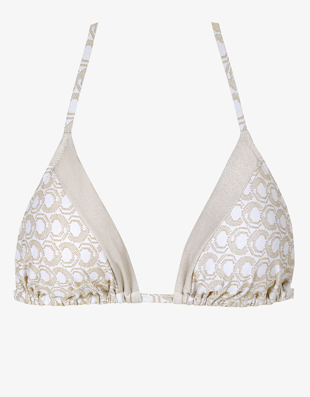 Indira Triangle Bikini Top - White and Gold - Simply Beach UK