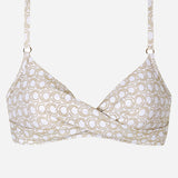 Indira Twist Front Bikini Top - White and Gold - Simply Beach UK