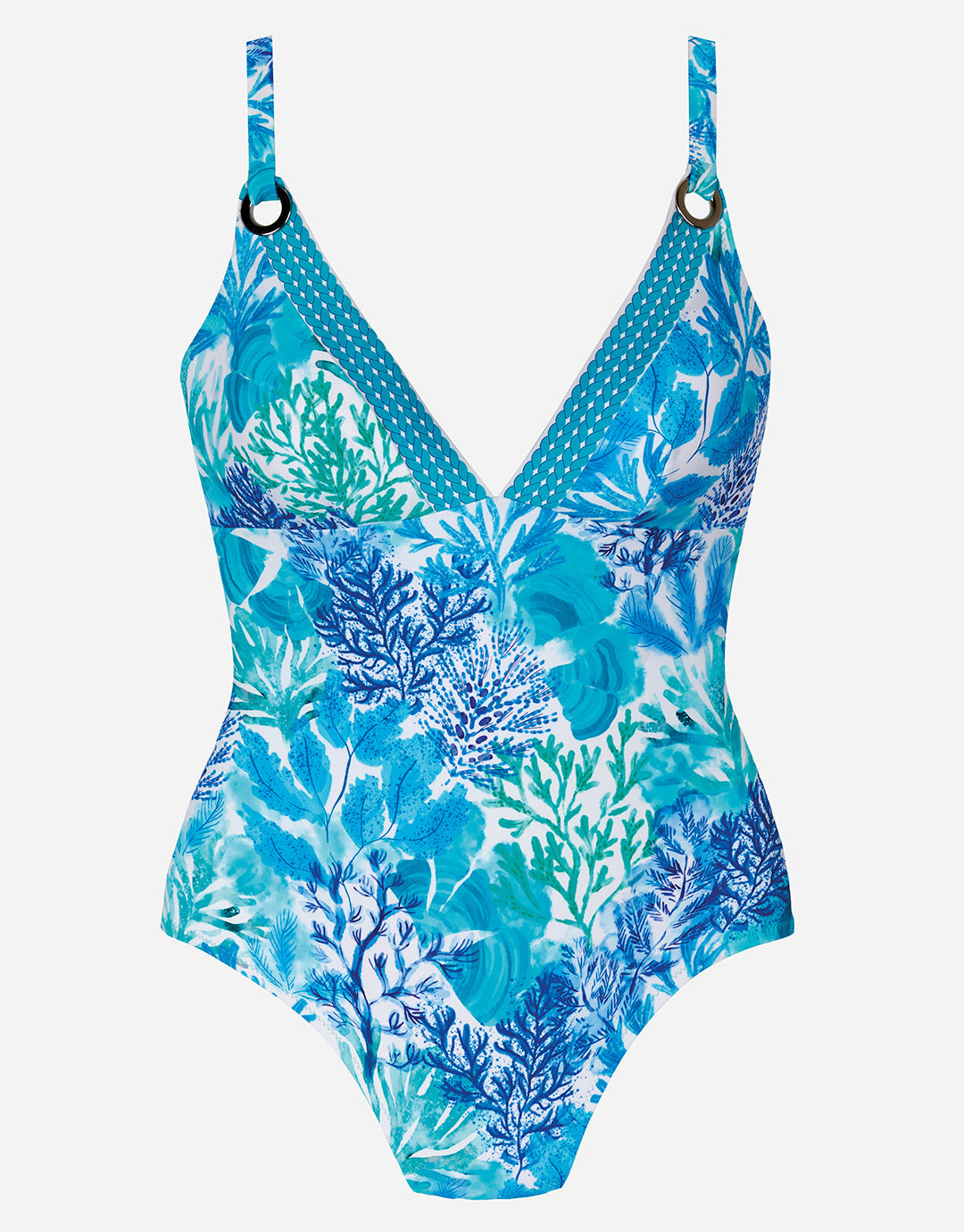 Coral V Neck Swimsuit - Turquoise - Simply Beach UK