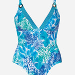 Coral V Neck Swimsuit - Turquoise - Simply Beach UK