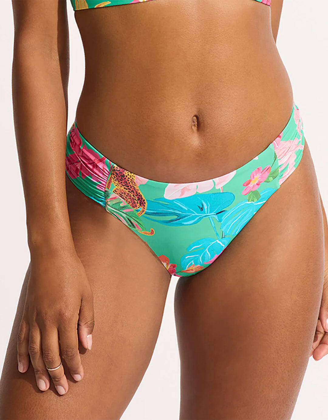 Tropica Ruched Side Retro Bikini Pant - Jade - Simply Beach UK