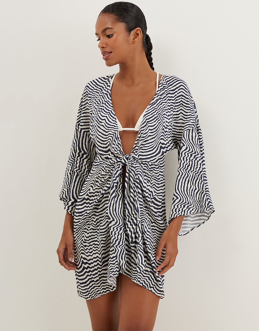Ravine Perola Knot Short Cover Up - Stripe - Simply Beach UK