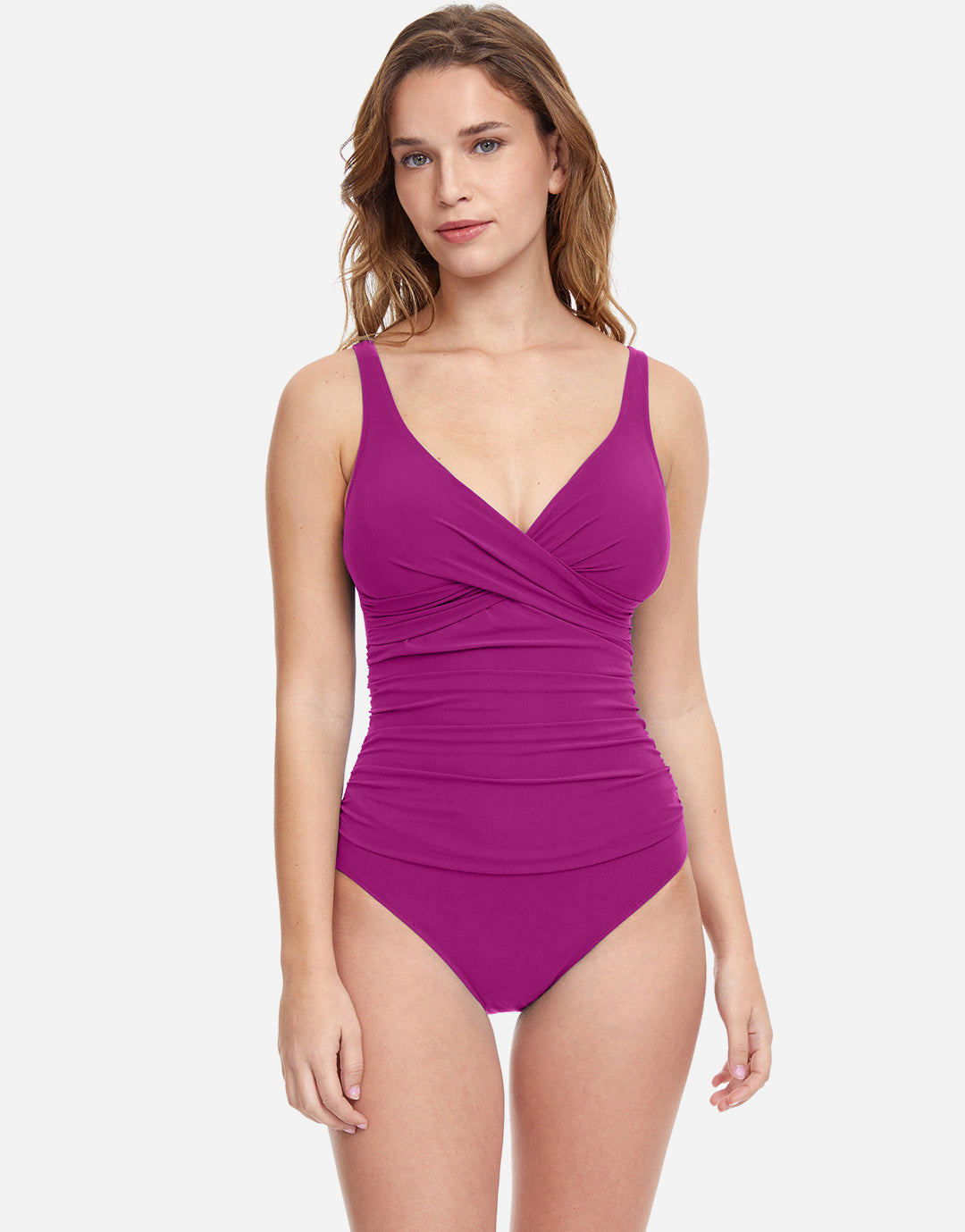 Profile Tutti Frutti V Neck Swimsuit - Warm Violet - Simply Beach UK