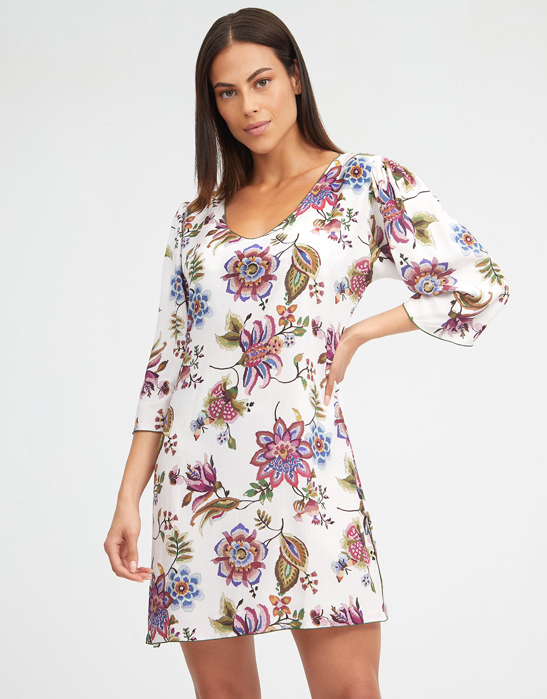 Jasmine Beach Dress - White Floral - Simply Beach UK