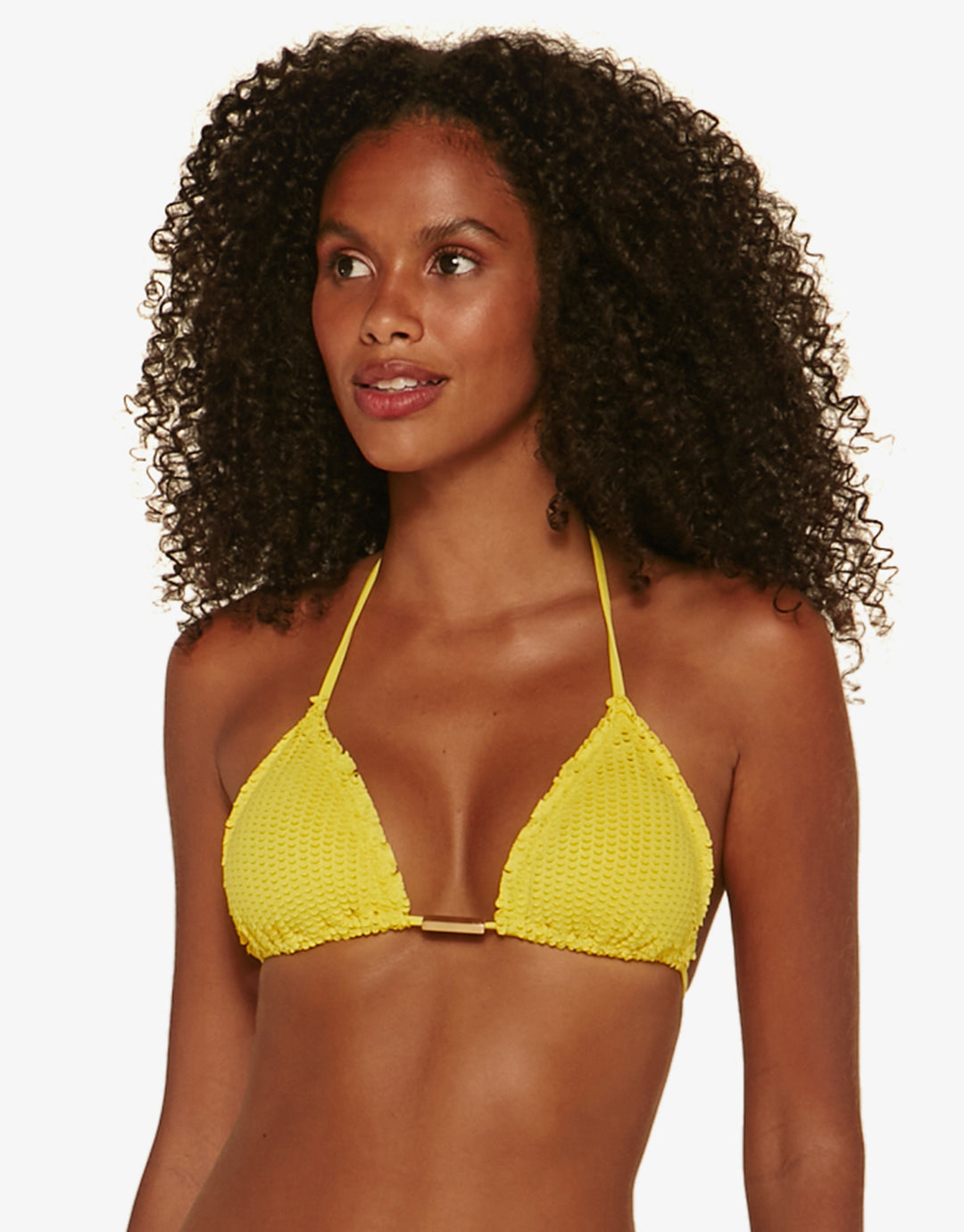 Light Scales Ripple Tri Bikini Top - Yellow - Simply Beach UK