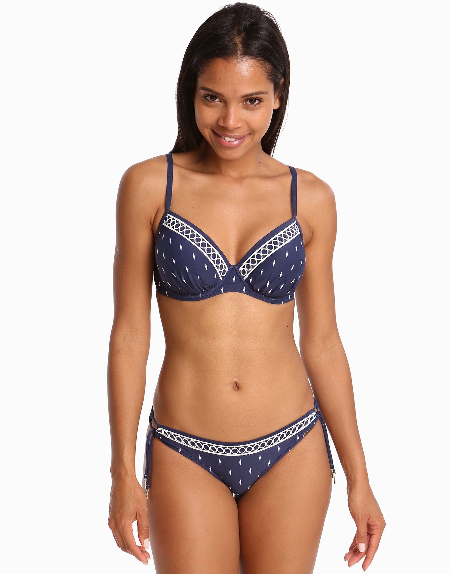 Watercult Artful Dot E Cup Plunge Bikini Top - Indigo