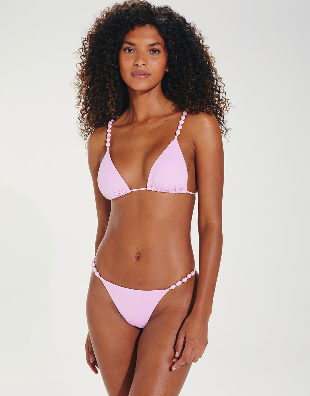 Grenadine Beads Parallel Tri Bikini Top - Lilac - Simply Beach UK