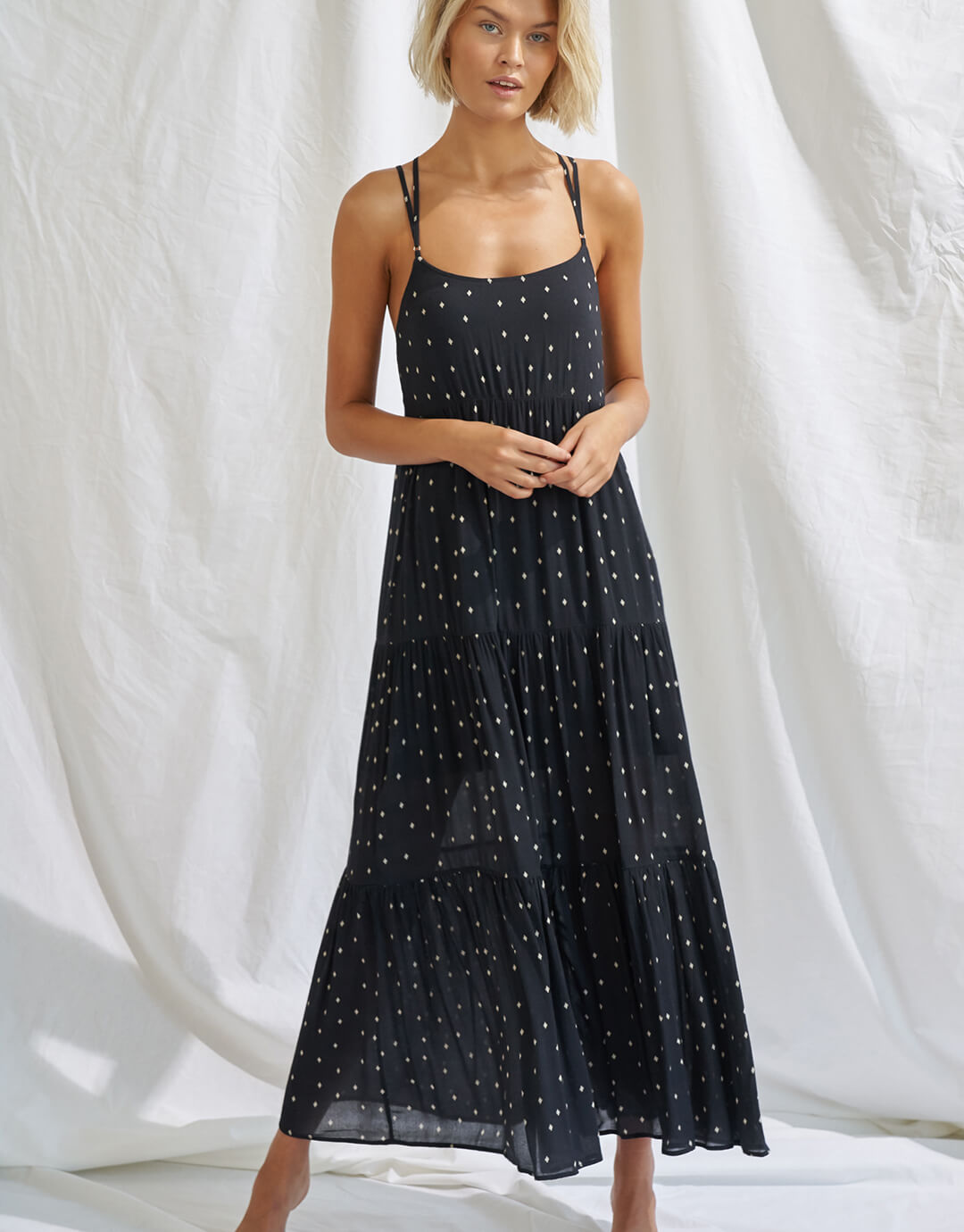 Soul Spots Strappy Maxi Dress - Black - Simply Beach UK