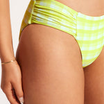 Portofino Ruched Side Retro Bikini Pant - Wild Lime - Simply Beach UK