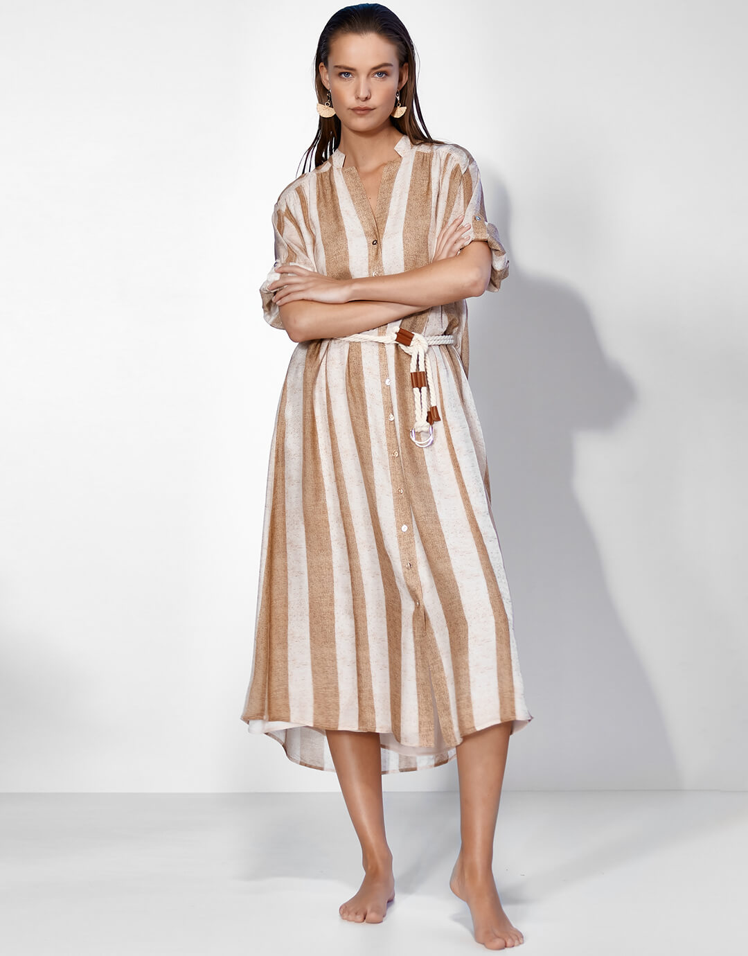 Belted Long Dress - Sand Ivory - Simply Beach UK