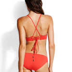 Seafolly Swim Quilted Longline Triangle Bikini Top - Chilli Red