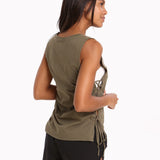 Seafolly Active Lace Up Singlet Top - Dark Olive